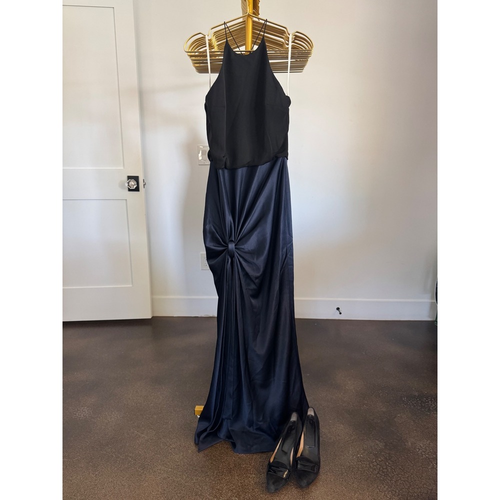 Halston Heritage 2 town black and blue gown sz 0